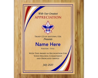 Scouting Appreciation Plaque with Corporate Logo  - Stripes Design - Vertical