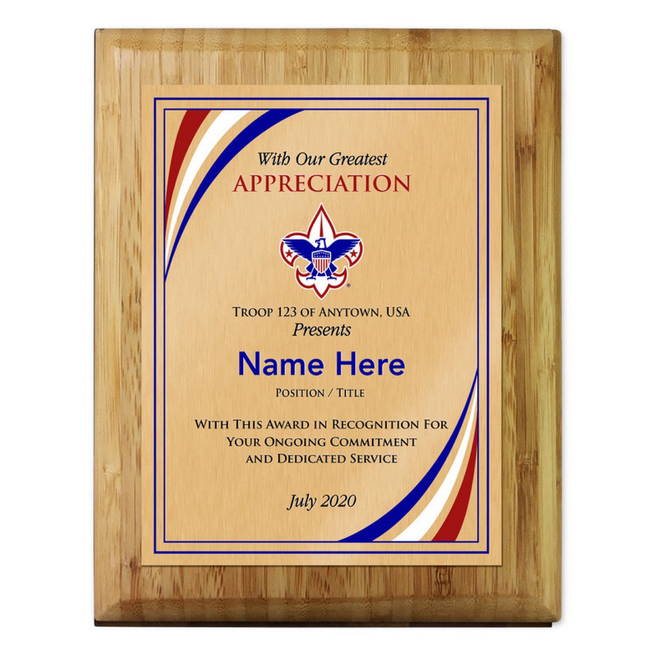 Scouting Arc Dsign Scouting Appreciation Plaque With Corporate Logo - Stripes Design ...