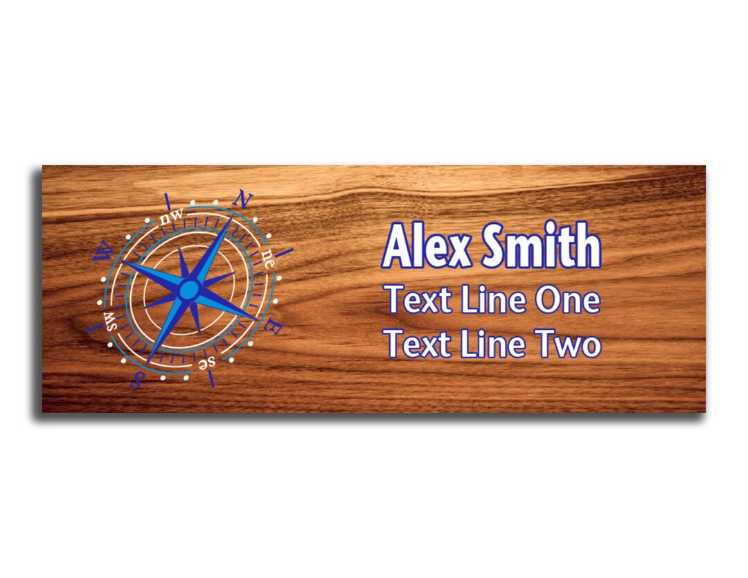 Compass Name Tag Angled Blue and White - Etsy