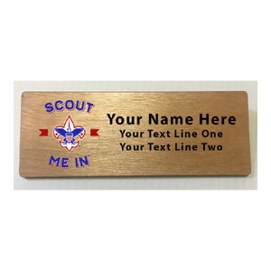 Scout Me In Large Name Tag - Corporate Logo Wood