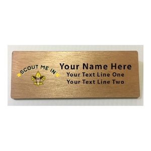 Scout Me In Name Tag - BSA Universal Logo Wood