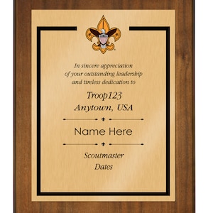 Scoutmaster Plaque with Universal Logo - Border Design - Vertical