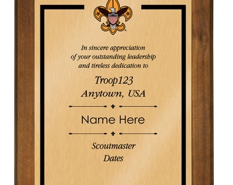 Scoutmaster Plaque with Universal Logo - Border Design - Vertical