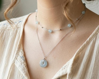 Minimalist Moonstone Beaded Necklace: June Birthstone Layering Choker, Healing Crystal Gift for Her