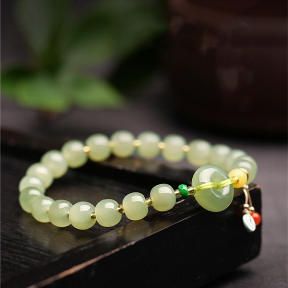 Natural Hetian Jade Pendant Bracelet Gold Chain Bar Bracelet | Etsy