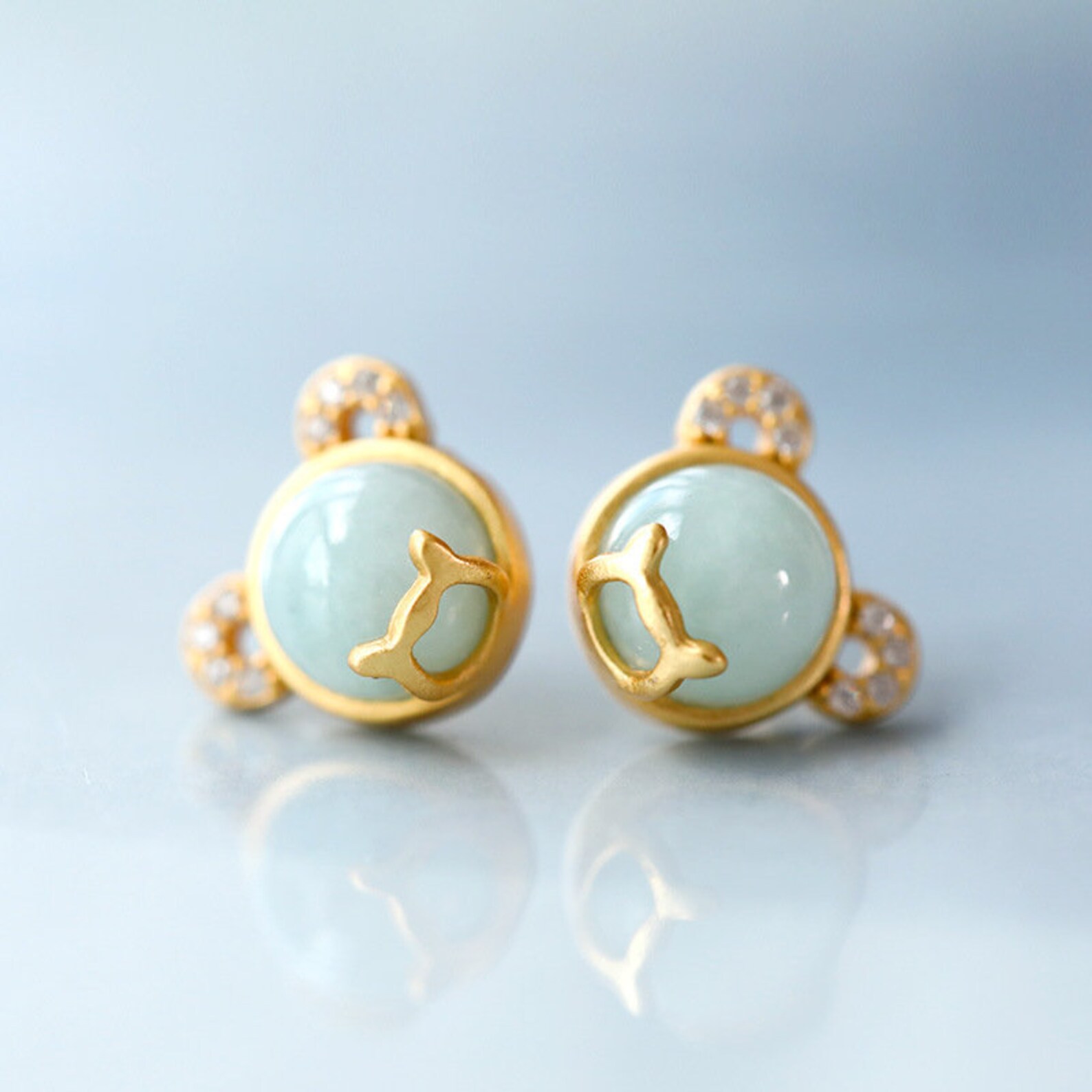 Natural Hetian Jade Stud Earrings Minimalist Jade Earrings Etsy