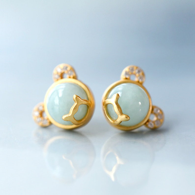 Natural Hetian Jade Stud Earrings Minimalist Jade Earrings Etsy