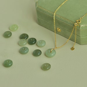 Minimalist Real Jade Necklace, Natural Green Donut PendantUpcycled Gemstone jewelleryLucky Adjusted Choker for EverydayCharm Gift For Her image 8