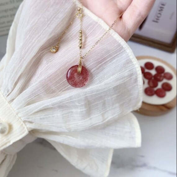 Natural Hetian Jade Donuts Pendant Necklace Dainty - Jade Donut Pendant Meaning