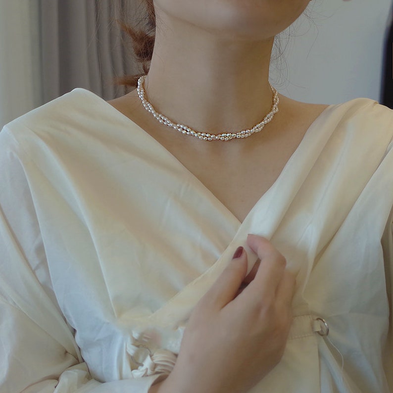 14K Gold Filled Choker Necklace Dainty Pearl Choker Necklace Etsy