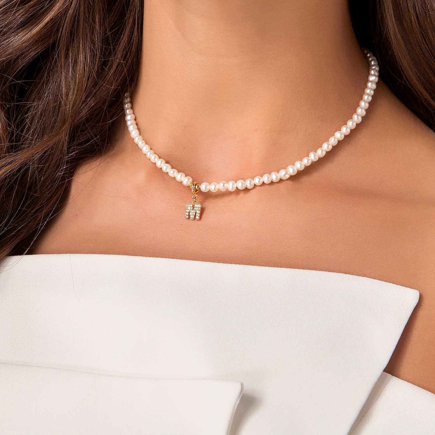 14K Gold Filled Pearl Choker Necklace 