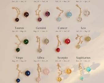 Personalized Zodiac Earrings: 14K GoldFilled Asymmetric Birthstone Pair, Custom Astrology Constellation Studs, Birthday Gift For Her