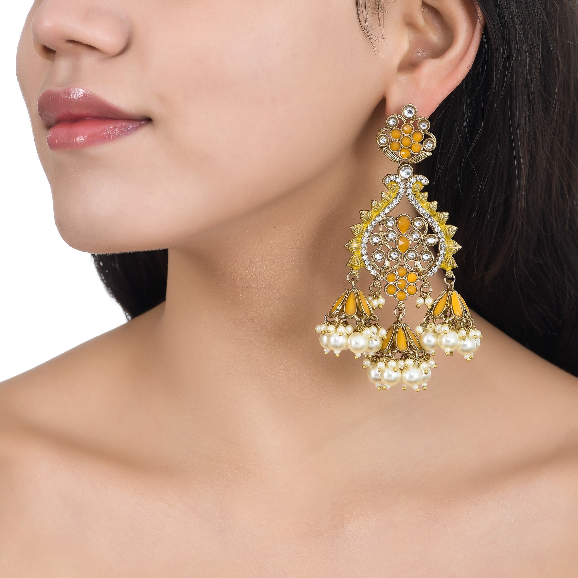 Party wear earring Imrasio Designer earring Jhumka earring Pearl Earring Meenakari earring