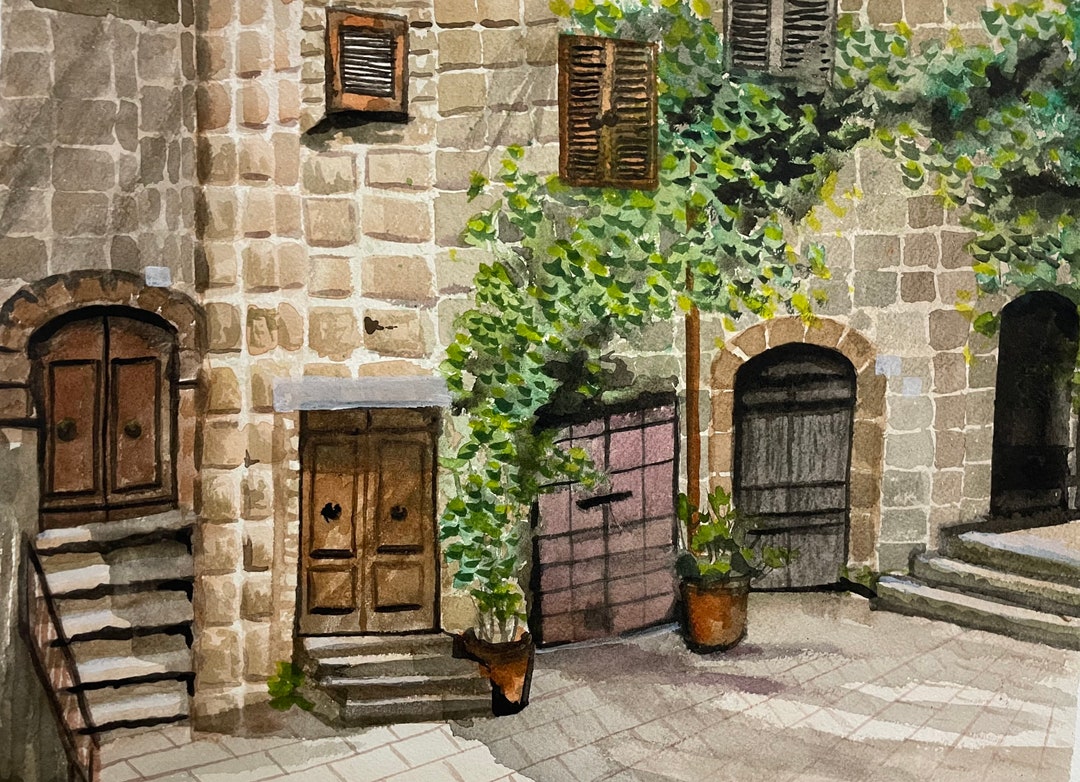 Original Watercolor, Cobble Stone Path, 12x16in, Unframed, by Artist ...
