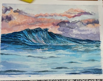 Original coastal California watercolor, Pismo Beach, 12x16in, by Long Island artist Brooke Harrington