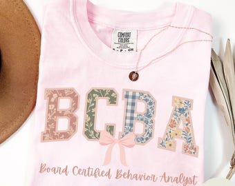 Floral BCBA Comfort Colors Shirt, Autism Awareness ABA Therapist Tee
