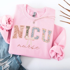 Coquette Floral NICU Nurse Sweatshirt, Neonatal ICU Crewneck Gift