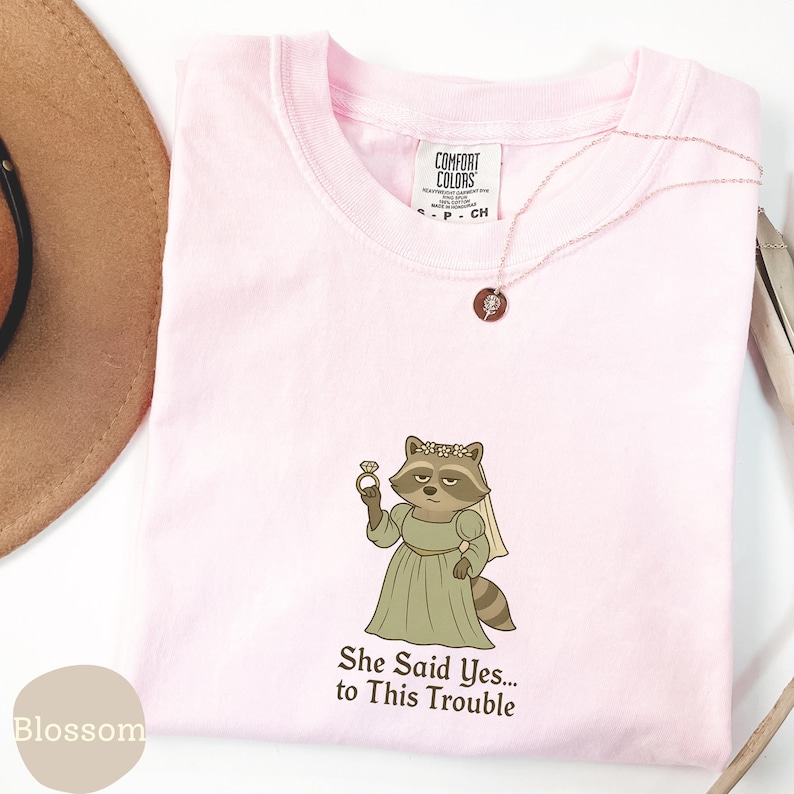 Funny raccoon groom design for engagement announcement shirt