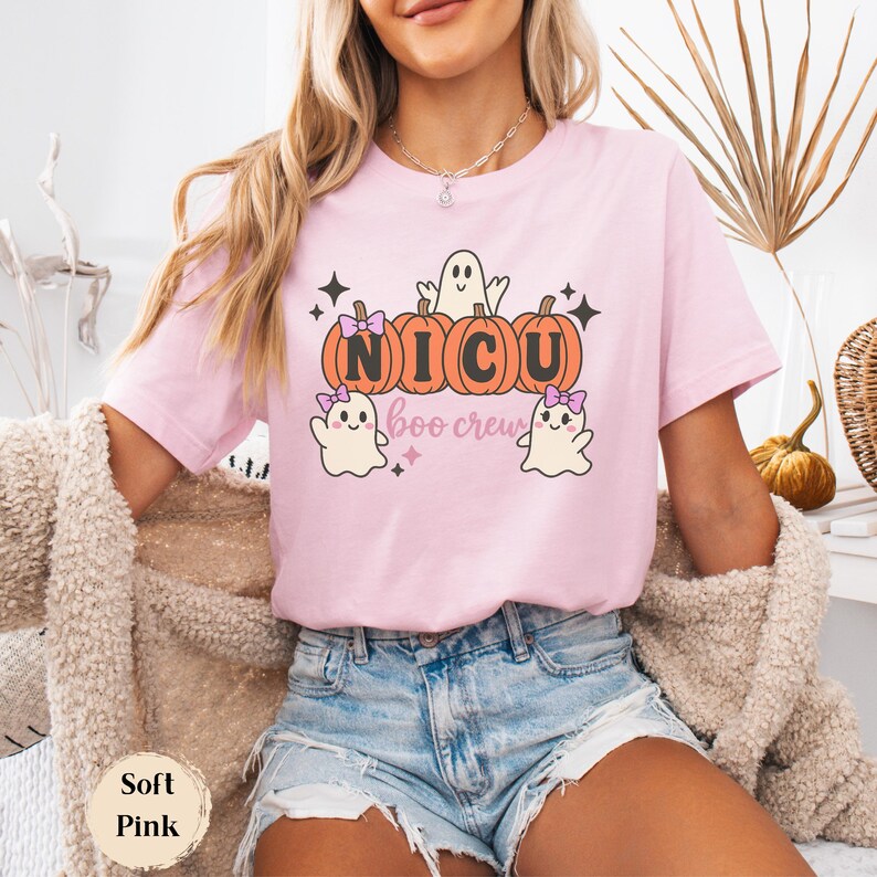NICU Boo Crew Shirt | Halloween Nurse T-Shirt Bella Canvas® image 2