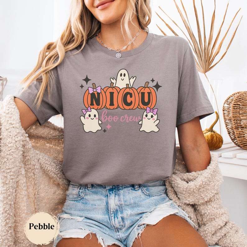 NICU Boo Crew Shirt | Halloween Nurse T-Shirt Bella Canvas® image 3