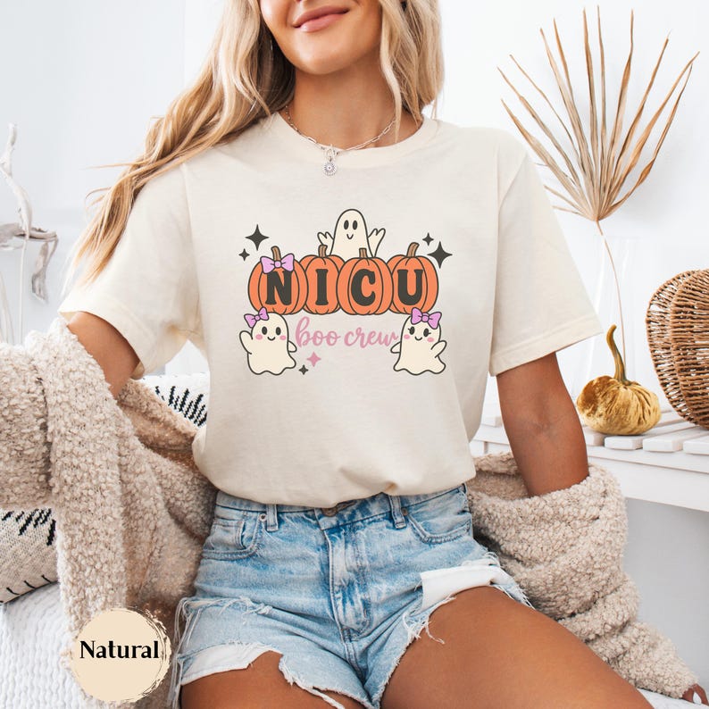 NICU Boo Crew Shirt | Halloween Nurse T-Shirt Bella Canvas® image 1