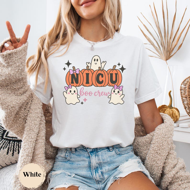 NICU Boo Crew Shirt | Halloween Nurse T-Shirt Bella Canvas® image 4