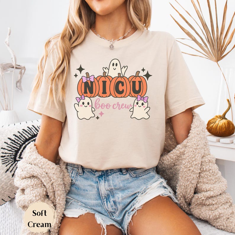 NICU Boo Crew Shirt | Halloween Nurse T-Shirt Bella Canvas® image 5