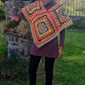 Crochet Poncho Colors Granny Square