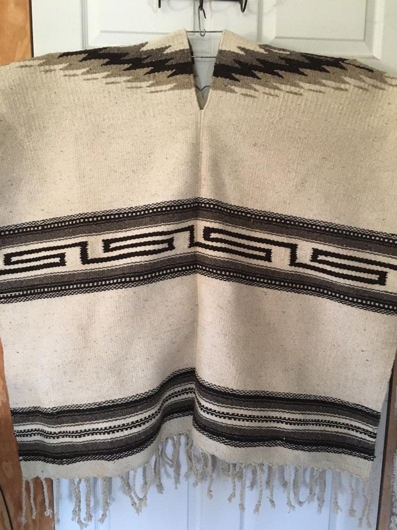 Poncho Wool 100 Handmade Mexican Gaban Wool Poncho Etsy