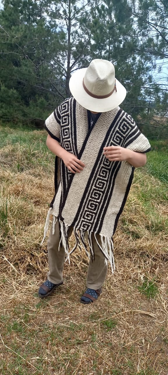 Ethnic Pattern Poncho Coat