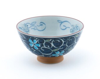 Soup Japanese Mino-yaki Ceramic Donburi Bowl 15cm Wabisabi Classic Rice Indigo Blue Made in Japan Large Size for Ramen