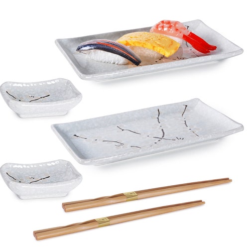 Sushi Dinner 6 Piece Set Rectangular Sushi Plate Sauce Dish Etsy