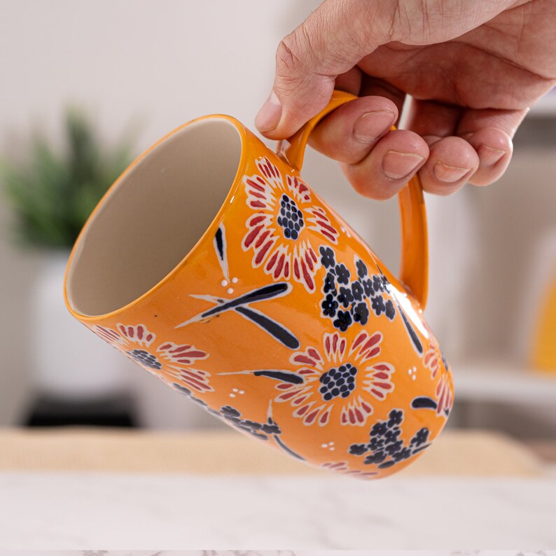 Tea Time Ceramic Tea Cup with Infuser and Lid 15 fl oz Stainless Steel Infuser Mug for Loose Leaf Tea Handpainted Floral Design zdjęcie 6