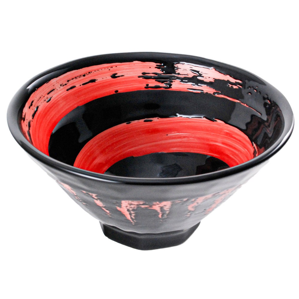 Japanese Red Brushtroke Enso 32 fl oz Authentic Japanese Minoyaki Por…