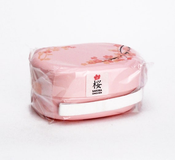 New BENTO Lunch Box Sakura Oval Cherry Blossoms Pink with Belt Japan 