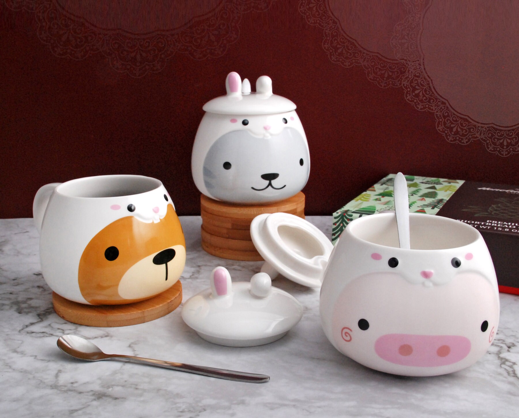2022 NEW Starbucks Christmas Coffee Mugs Ceramic Cup W/ Gold Spoon Birthday  Gift