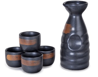 JAPANESE SAKE SETS BOTTLE and 2PCS SAKE CUPS BROWN EROTIC ART JAPANESE SAKE SETS BOTTLE and 2PCS SAKE CUPS BROWN EROTIC ART