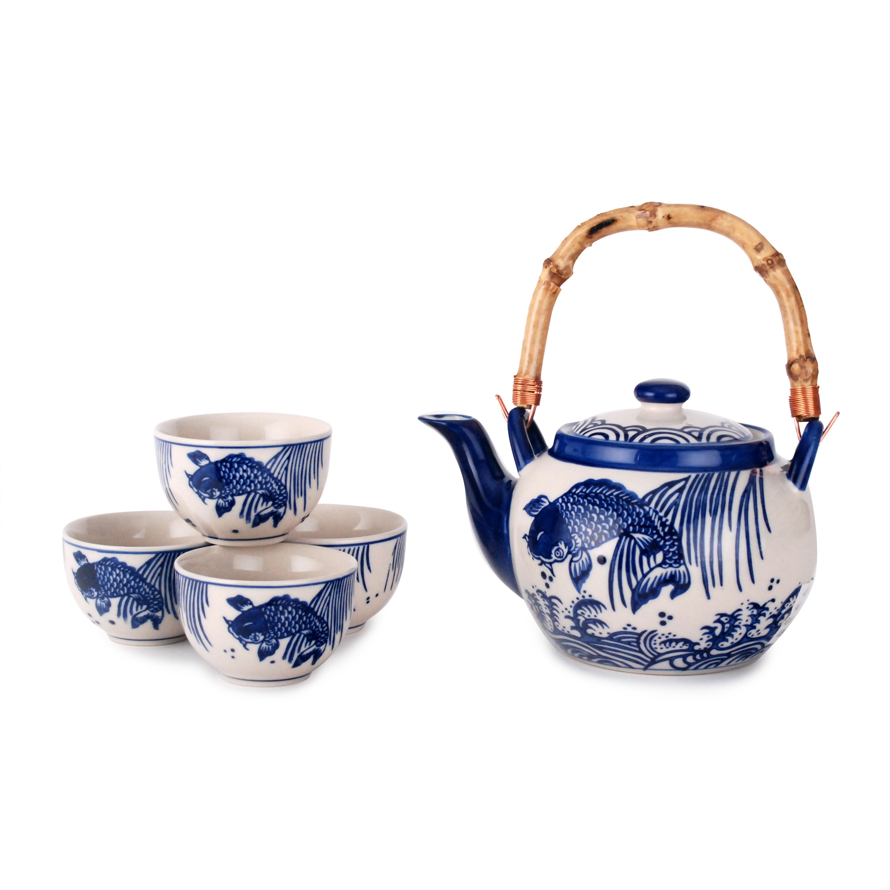 Purple None/Brand Coffee Cups Set Fashion Gift Ceramic Tea Set New Creative Personality Goldfish model 