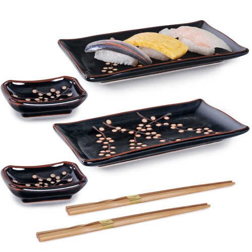 Sushi Dinner 6 Piece Set Rectangular Sushi Plate Sauce Dish Etsy