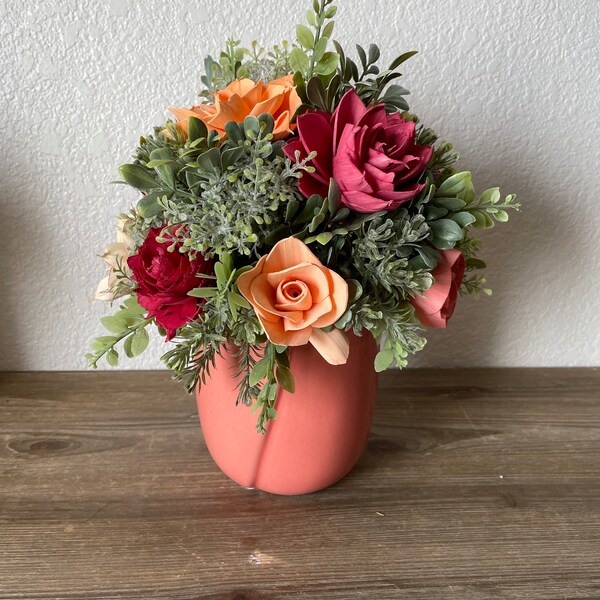 Large summer wooden flower centerpiece, Sola wood flowers arrangement,  wedding head table, wildflower, Mother’s Day bouquet, pinks, coral