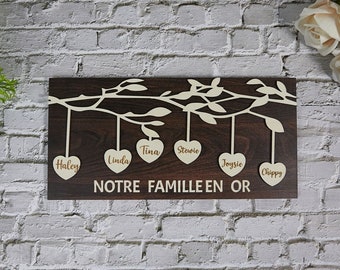 Personalized Wooden Family Tree Sign | Grandkids Names Sign | Hanging Hearts | Custom Mothers Day Gift | Best Mom Ever Love Grows Here