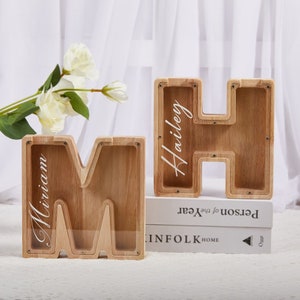 Cofrinho personalizado para meninos, presente de madeira para crianças, presente neutro para chá de bebê, cofrinho de cartas personalizado, cofrinho de madeira, decoração de berçário de meninos
