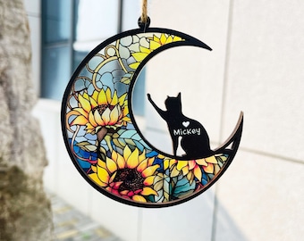 Attrape-soleil commémoratif pour animal de compagnie, cadeau de sympathie pour la perte d'un animal de compagnie, cadeaux de perte d'animal de compagnie, décoration de chat faite main suspendue en acrylique, amoureux des chats, mémorial de chat