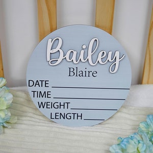 Baby Announcement Sign with Birth Stats Footprint Sign For Newborn Baby Name Reveal Sign For Hospital Personalized Baby Name Sign zdjęcie 5