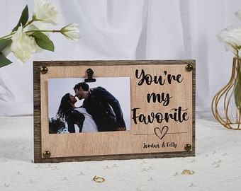 Personalized Engagement Gift for Couple Unique, Engagement Picture Frame Photo Gift, Wood Engraved Gift with Date, Newly Engaged Gift Idea