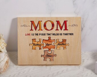 Editable Gift for Mom Puzzle Sign - PERSONALIZED Mother's Day Gift - Puzzle Mom Sign - Personalized Grandma - Wooden Sign - Wall Home Decor