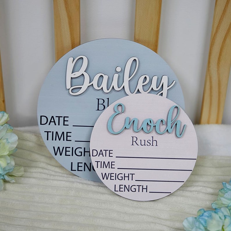 Baby Announcement Sign with Birth Stats Footprint Sign For Newborn Baby Name Reveal Sign For Hospital Personalized Baby Name Sign zdjęcie 4