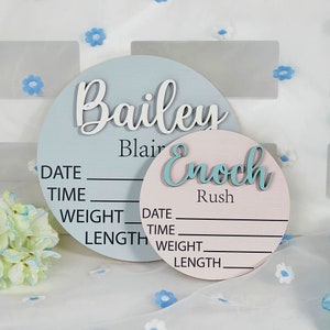 Baby Announcement Sign with Birth Stats Footprint Sign For Newborn Baby Name Reveal Sign For Hospital Personalized Baby Name Sign zdjęcie 1