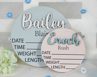 Baby Announcement Sign with Birth Stats | Footprint Sign For Newborn | Baby Name Reveal | Sign For Hospital | Personalized Baby Name Sign