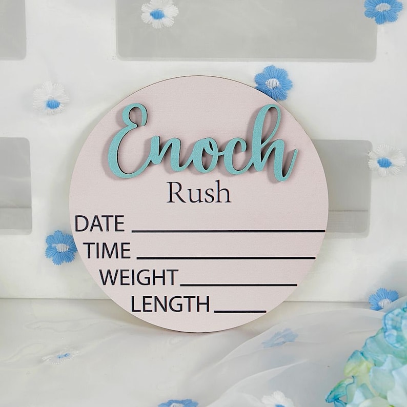 Baby Announcement Sign with Birth Stats Footprint Sign For Newborn Baby Name Reveal Sign For Hospital Personalized Baby Name Sign zdjęcie 2